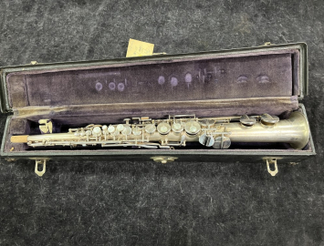 Vintage 1920's Buescher Original Silver Plate True Tone C Soprano, Serial #108948